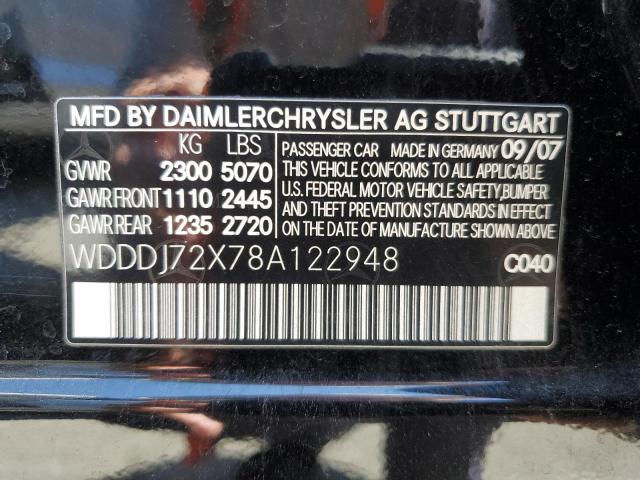 WDDDJ72X78A122948 - 2008 MERCEDES-BENZ CLS 550 BLACK photo 12