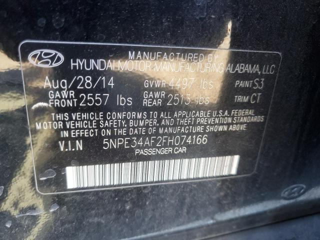 5NPE34AF2FH074166 - 2015 HYUNDAI SONATA SPORT BLACK photo 13