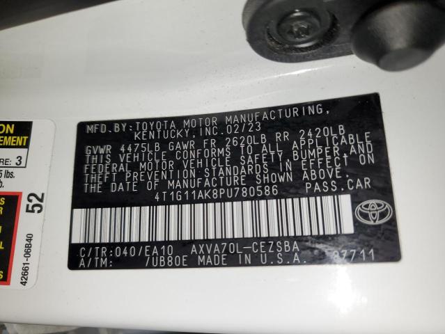 4T1G11AK8PU780586 - 2023 TOYOTA CAMRY SE NIGHT SHADE WHITE photo 12