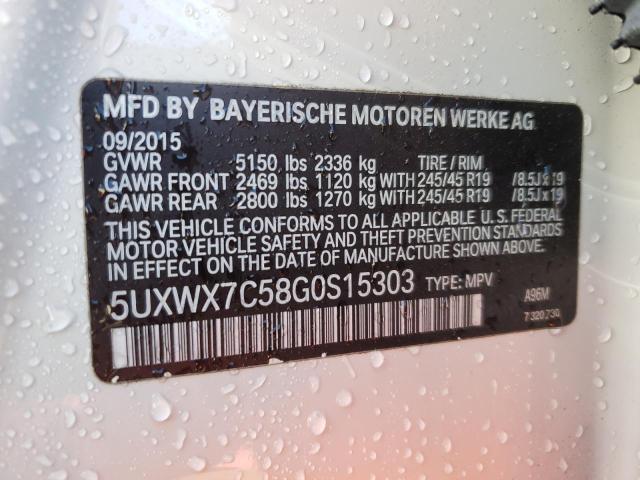 5UXWX7C58G0S15303 - 2016 BMW X3 XDRIVE35I WHITE photo 13
