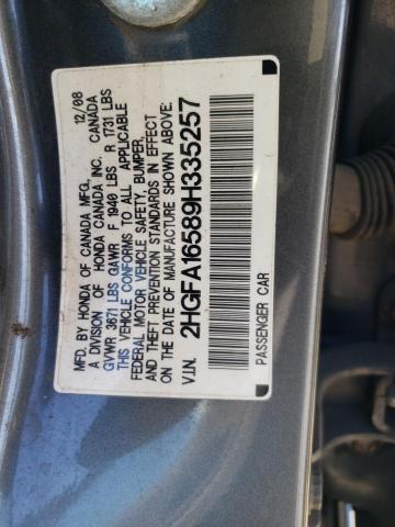 2HGFA16589H335257 - 2009 HONDA CIVIC LX CHARCOAL photo 13