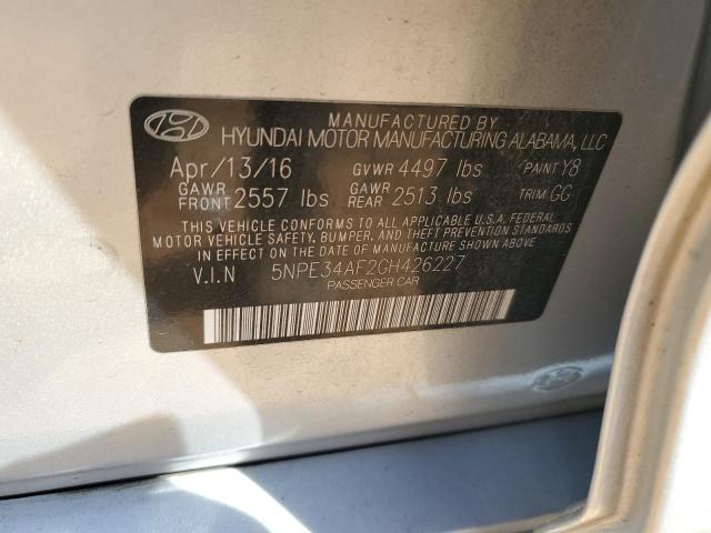 5NPE34AF2GH426227 - 2016 HYUNDAI SONATA SPORT SILVER photo 12