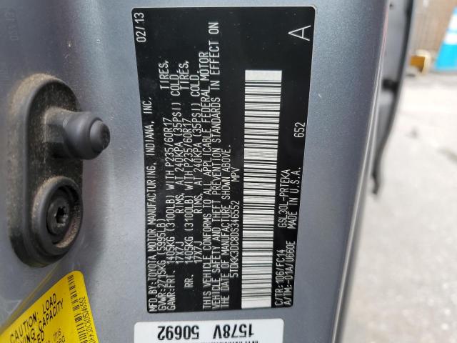 5TDKK3DC8DS346552 - 2013 TOYOTA SIENNA LE SILVER photo 13