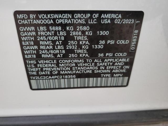 1V2LC2CA4PC218356 - 2023 VOLKSWAGEN ATLAS CROS SE Biały zdjęcie 13