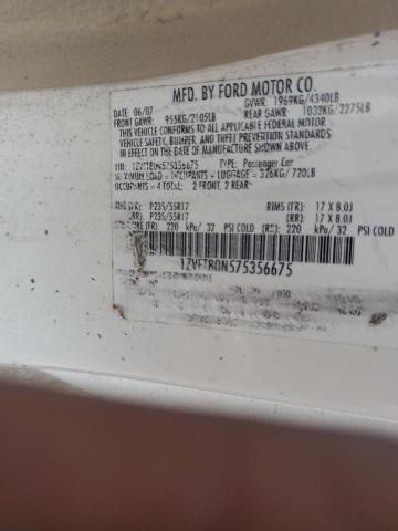 1ZVFT80N575356675 - 2007 FORD MUSTANG WHITE photo 12