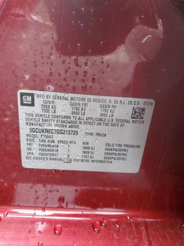 3GCUKREC7GG213729 - 2016 CHEVROLET SILVERADO K1500 LT MAROON photo 12