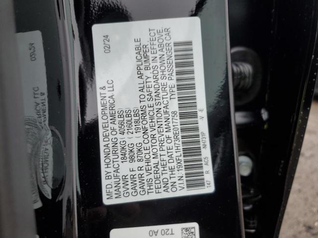 19XFL1H73RE017758 - 2024 HONDA CIVIC EXL შავი ფოტო 12