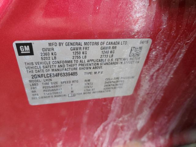 2GNFLCE34F6339485 - 2015 CHEVROLET EQUINOX LT RED photo 13