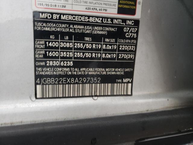 4JGBB22EX8A297352 - 2008 MERCEDES-BENZ ML 320 CDI SILVER photo 13