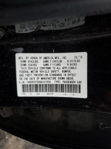 1HGCR3F96GA031656 - 2016 HONDA ACCORD TOURING BLACK photo 12