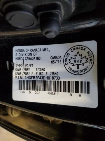 2HGFB2F43DH018733 - 2013 HONDA CIVIC LX BLACK photo 13