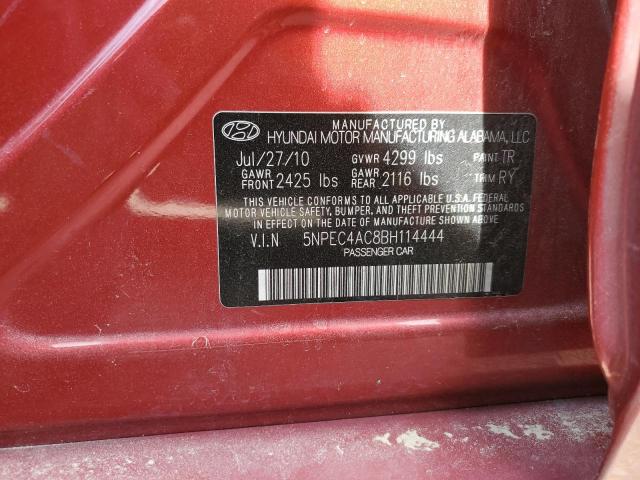 5NPEC4AC8BH114444 - 2011 HYUNDAI SONATA SE BURGUNDY photo 12