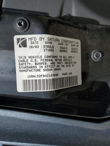 1G8AL52F84Z147690 - 2004 SATURN ION LEVEL 3 SILVER photo 12