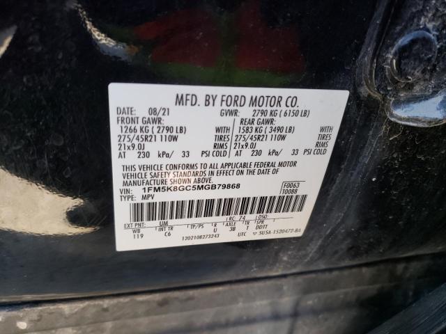 1FM5K8GC5MGB79868 - 2021 FORD EXPLORER ST BLACK photo 13