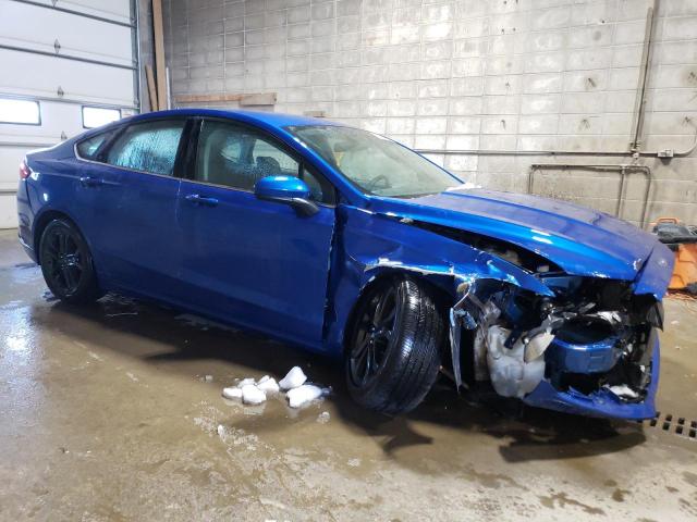 3FA6P0H7XJR115137 - 2018 FORD FUSION SE BLUE photo 4