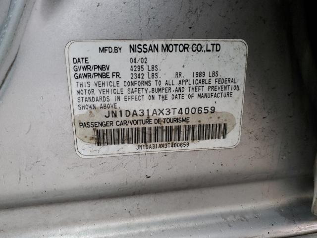 JN1DA31AX3T400659 - 2003 NISSAN MAXIMA GLE SILVER photo 12