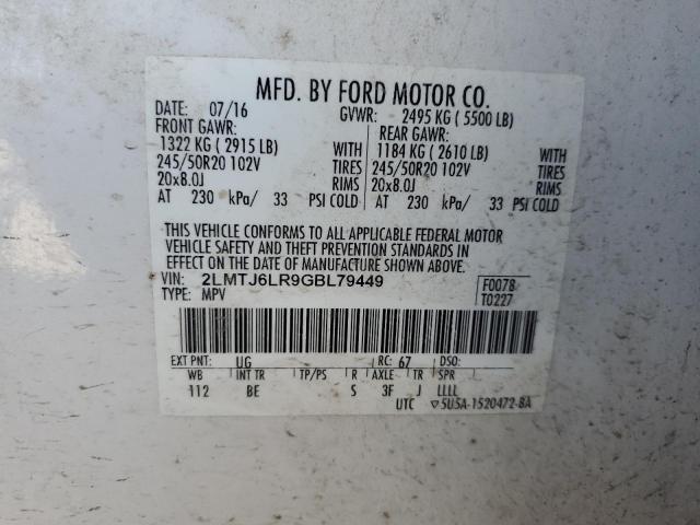 2LMTJ6LR9GBL79449 - 2016 LINCOLN MKX RESERVE 白色 照片 12