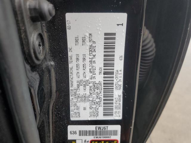 5TFRW5F17HX221097 - 2017 TOYOTA TUNDRA DOUBLE CAB SR/SR5 BLACK photo 12