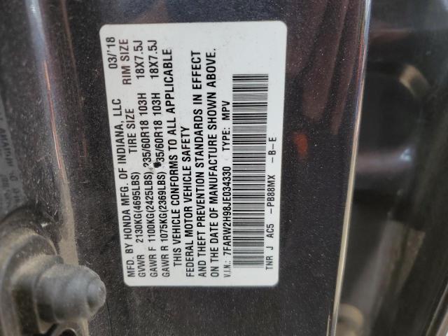 7FARW2H98JE034330 - 2018 HONDA CR-V TOURING CHARCOAL photo 13