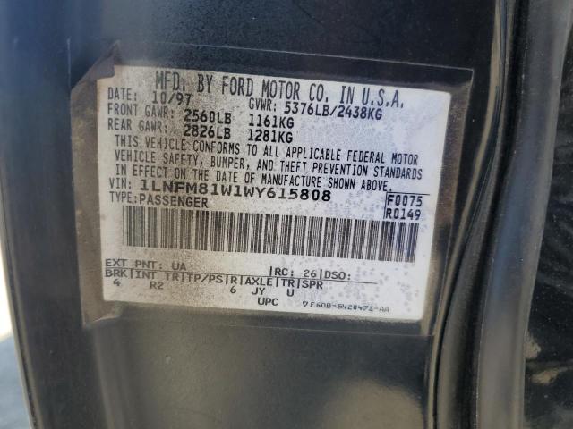 1LNFM81W1WY615808 - 1998 LINCOLN TOWN CAR EXECUTIVE Schwarz Foto 12