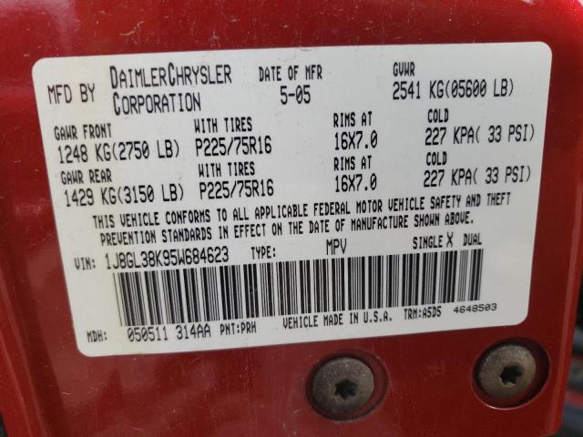 1J8GL38K95W684623 - 2005 JEEP LIBERTY RENEGADE RED photo 13