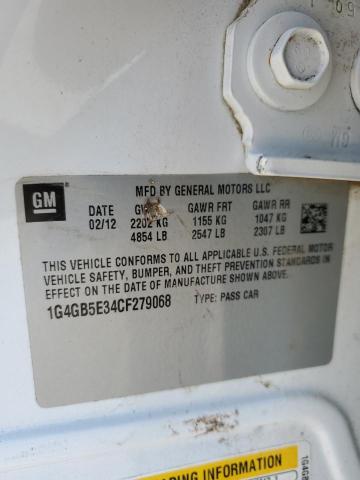 1G4GB5E34CF279068 - 2012 BUICK LACROSSE CONVENIENCE Սպիտակ լուսանկար 12