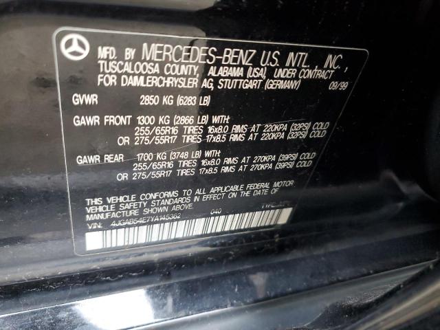 4JGAB54E7YA145362 - 2000 MERCEDES-BENZ ML 320 BLACK photo 12