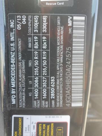 4JGDA5HB5DA247575 - 2013 MERCEDES-BENZ ML 350 4MATIC BLACK photo 13