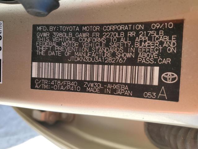 JTDKN3DU3A1282767 - 2010 TOYOTA PRIUS GOLD photo 12