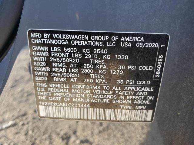 1V2YE2CA8LC231444 - 2020 VOLKSWAGEN ATLAS CROS SE Серый фото 12