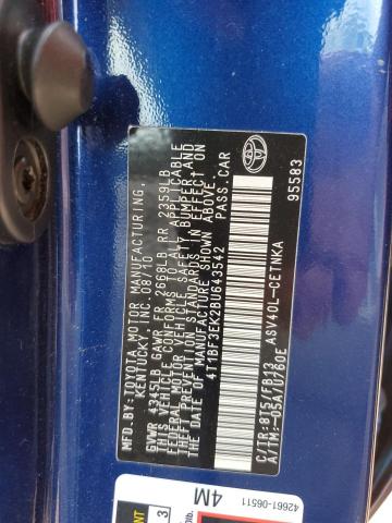 4T1BF3EK2BU643542 - 2011 TOYOTA CAMRY BASE BLUE photo 12