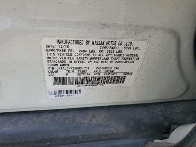 JN1AJ0HR5BM851701 - 2011 INFINITI EX35 BASE თეთრი ფოტო 13