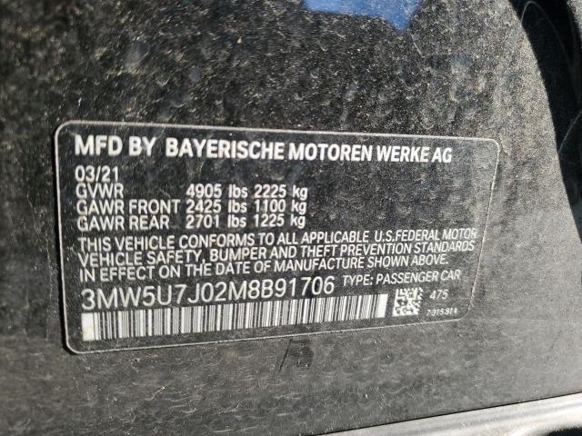 3MW5U7J02M8B91706 - 2021 BMW M340I BLACK photo 12