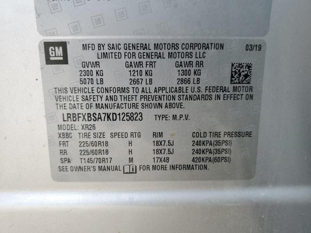 LRBFXBSA7KD125823 - 2019 BUICK ENVISION PREFERRED 银色 照片 12