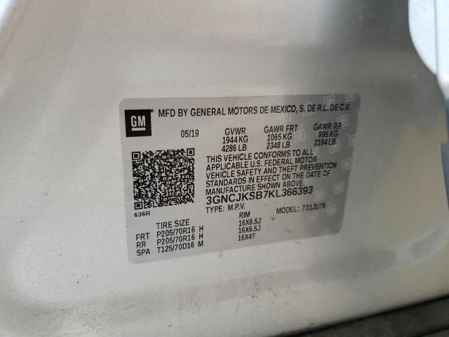 3GNCJKSB7KL366393 - 2019 CHEVROLET TRAX LS SILVER photo 13