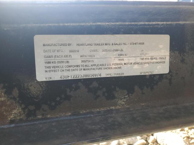 430FT2225JM056974 - 2018 HEARTLAND TRAILER Qara foto 10
