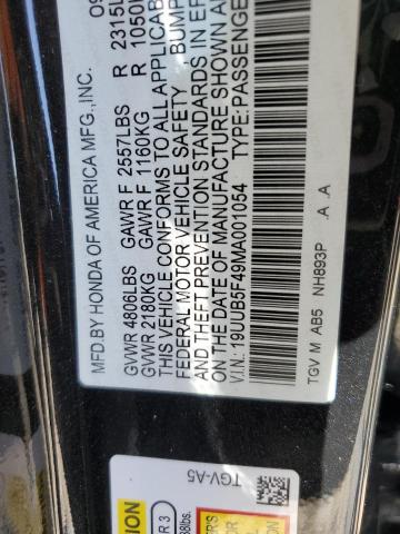 19UUB5F49MA001054 - 2021 ACURA TLX TECHNOLOGY BLACK photo 12