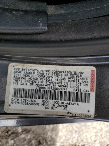 JTHBD192420049744 - 2002 LEXUS IS 300 GRAY photo 13