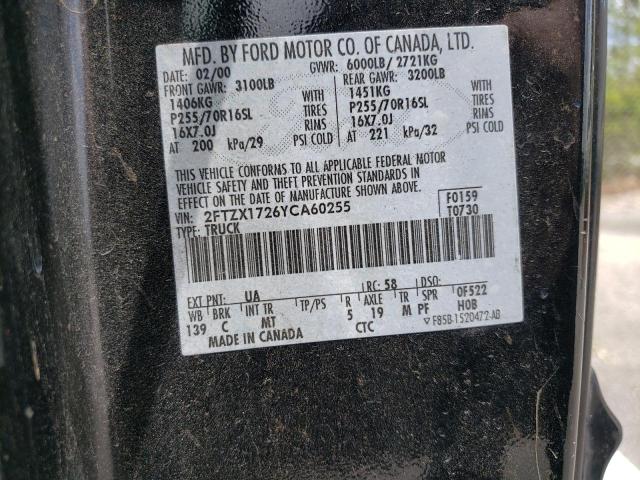 2FTZX1726YCA60255 - 2000 FORD F150 BLACK photo 14