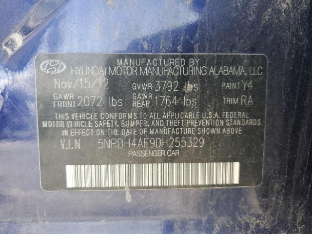 5NPDH4AE9DH255329 - 2013 HYUNDAI ELANTRA GLS BLUE photo 12