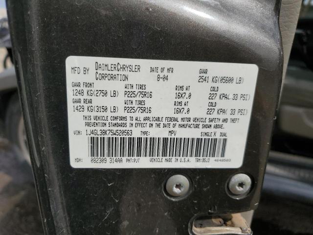 1J4GL38K75W520563 - 2005 JEEP LIBERTY RENEGADE 石墨色 照片 13