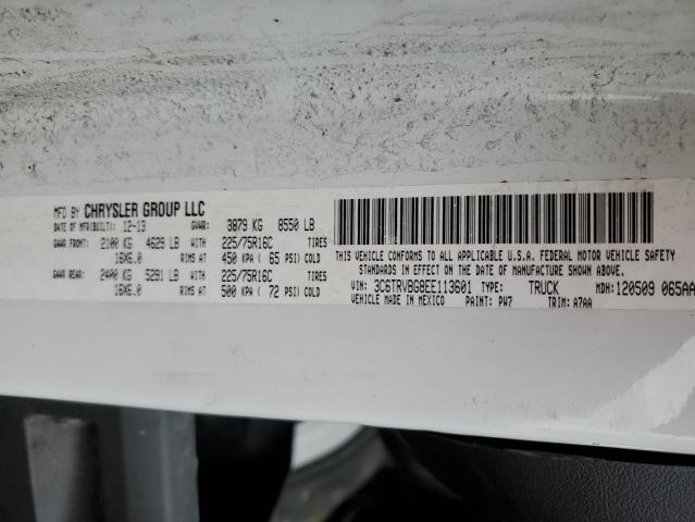 3C6TRVBG8EE113601 - 2014 RAM PROMASTER 1500 HIGH WHITE photo 13