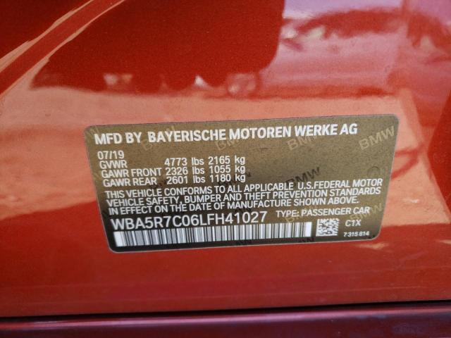 WBA5R7C06LFH41027 - 2020 BMW 330XI Pomarańczowy zdjęcie 12