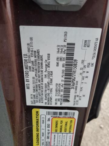 3FA6P0G77FR150839 - 2015 FORD FUSION S BURGUNDY photo 12