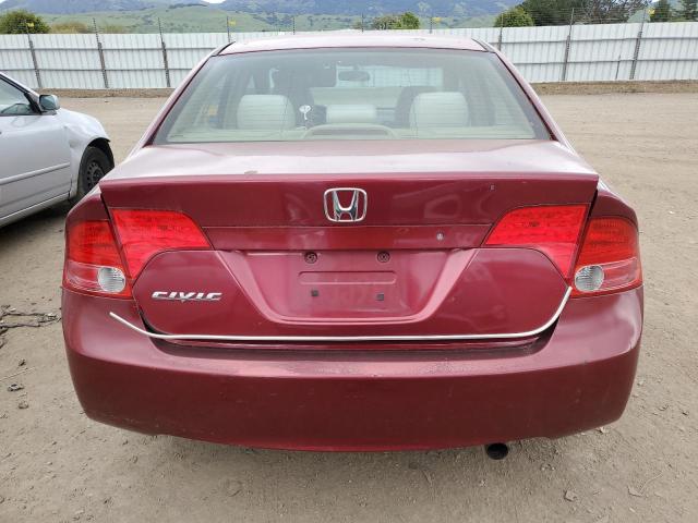 1HGFA16547L120345 - 2007 HONDA CIVIC LX RED photo 6