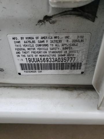 19UUA56933A035777 - 2003 ACURA 3.2TL TYPE-S WHITE photo 12