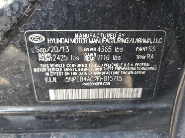 5NPEB4AC2EH815715 - 2014 HYUNDAI SONATA GLS BLACK photo 13