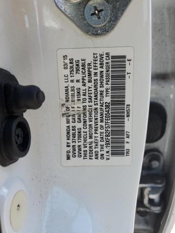 19XFB2F57FE054382 - 2015 HONDA CIVIC LX WHITE photo 12