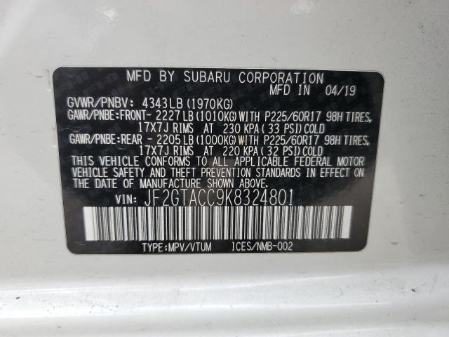 JF2GTACC9K8324801 - 2019 SUBARU CROSSTREK PREMIUM 白色 照片 13