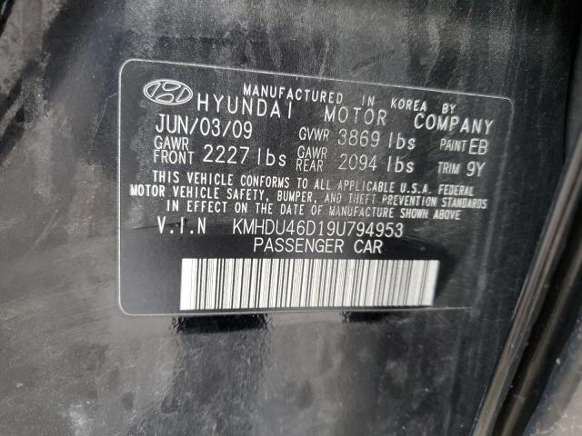 KMHDU46D19U794953 - 2009 HYUNDAI ELANTRA GLS BLACK photo 13